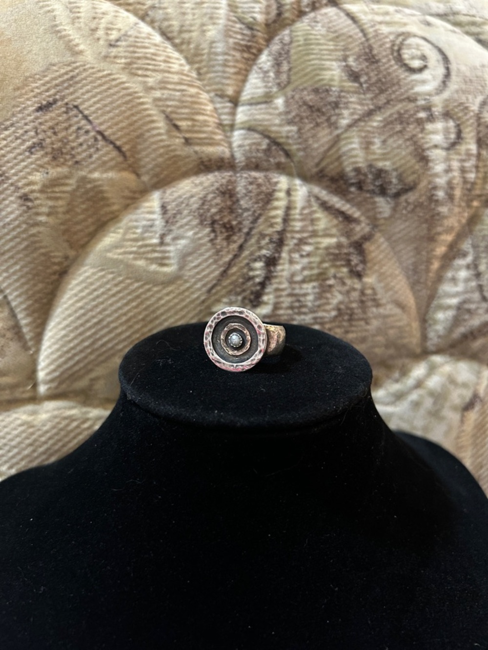 Vintage 925 Sterling Silver Circular Statement Ring - Size 7